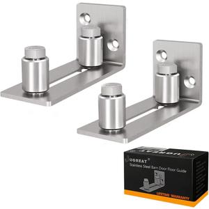 JUGREAT Stainless Steel Sliding Door Guides Floor Mount, Adjustable Roller Wall Mounted Floor Guide for Door Thick Up to 2 1/8 Inches, Flush Bottom Design (2 Pack) (Silver) JUGREAT Stainless Steel Sliding Door Guides Floor Mount, Adjustable Roller Wall Mounted Floor Guide for Door Thick Up to 2 1/8 Inches, Flush Bottom Design (2 Pack) (Silver)