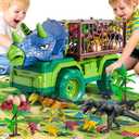 Dinosaur Toys for Kids 3-5, Dinosaur Transport Truck Car Set with 8 Dinosaur Figures & Play Mat, Gift for 2 3 4 5 6 7 Year Old Toddler Boys, Large