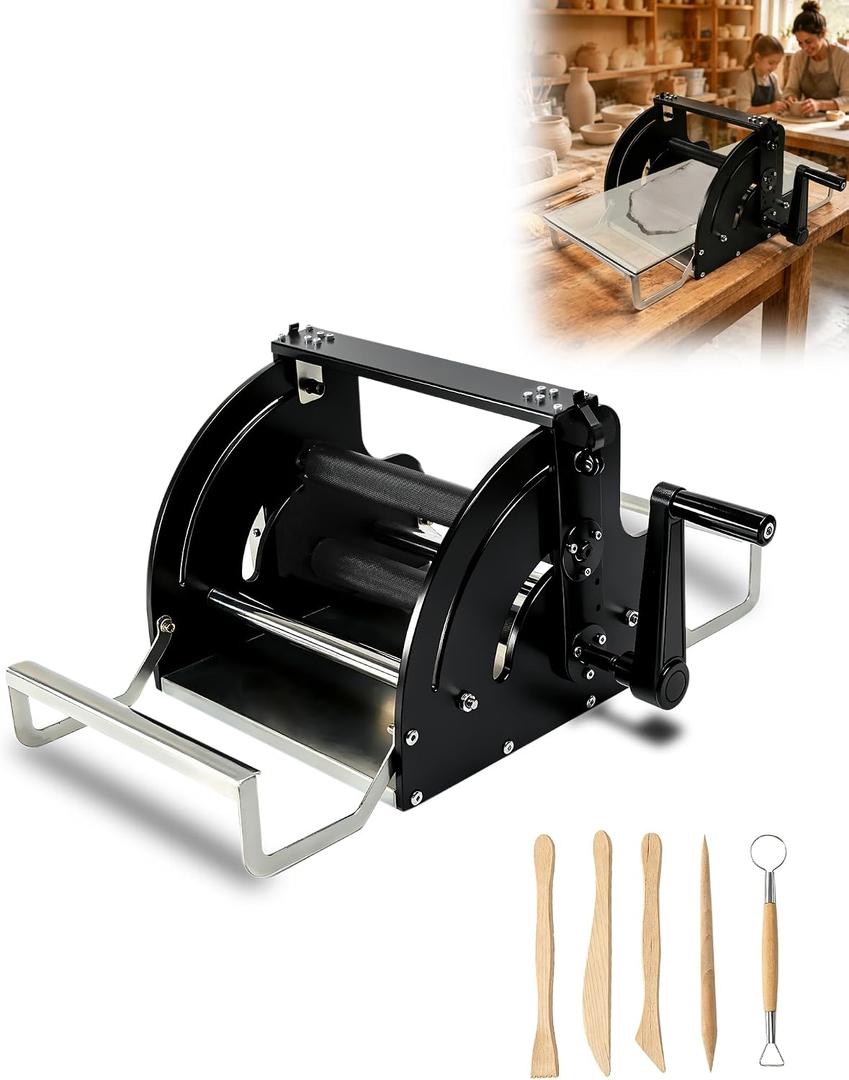 Hand Cranked Clay Roller Machine, Adjustable Clay Slab Roller-Suitable for Rolling and Preparing During Making of Pottery Crafts