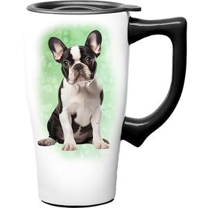Spoontiques French Bulldog Ceramic Travel Coffee Mug with Lid and Handle - Spill Proof Lid - Double Walled Mug for Hot and Cold Beverages - Microwave and Dishwasher Safe Pack of 2 Spoontiques French Bulldog Ceramic Travel Coffee Mug with Lid and Handle - Spill Proof Lid - Double Walled Mug for Hot and Cold Beverages - Microwave and Dishwasher Safe Pack of 2