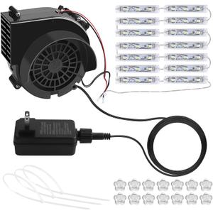 Lorvain 2.5A Replacement Air Blower for Inflatables, Replacement Inflatable Air Fan Blower with 14 White LED Lights & 12v/3A Adapter for Halloween Christmas Outdoor Inflatable Fan Blowers