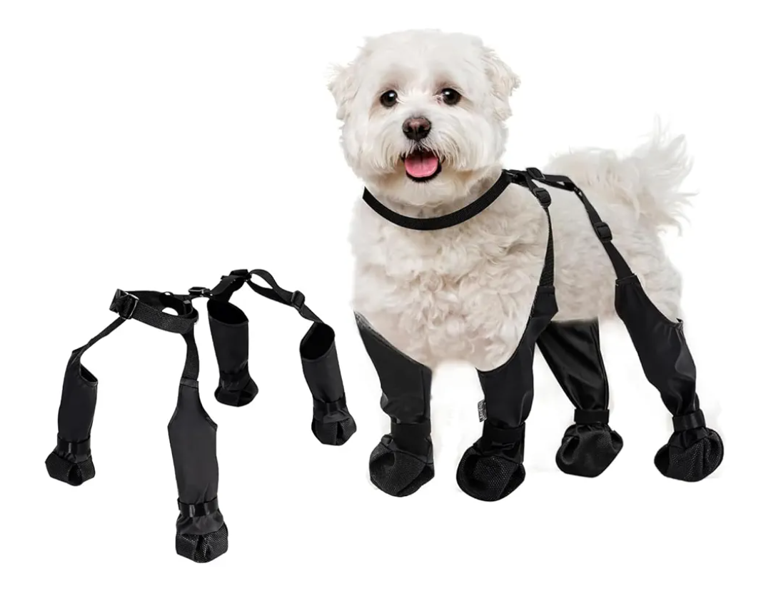 BECROWM Waterproof Dog Boots, Dog Paw Protector for Small Medium Dogs, Adjustable Dog Boots Pet Shoes for Outdoor Walking Soft Dog Shoes Pets Paws Protector,Black (S)