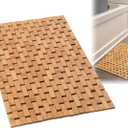 Bamboo Bath Mat - Foldable Wooden Bathmat - Accessories for Bathroom Sauna Spa Tub Step and Floor - 24 x 16 x 0.4 Inches [LxWxH] - Modern Farmhouse Decor Design