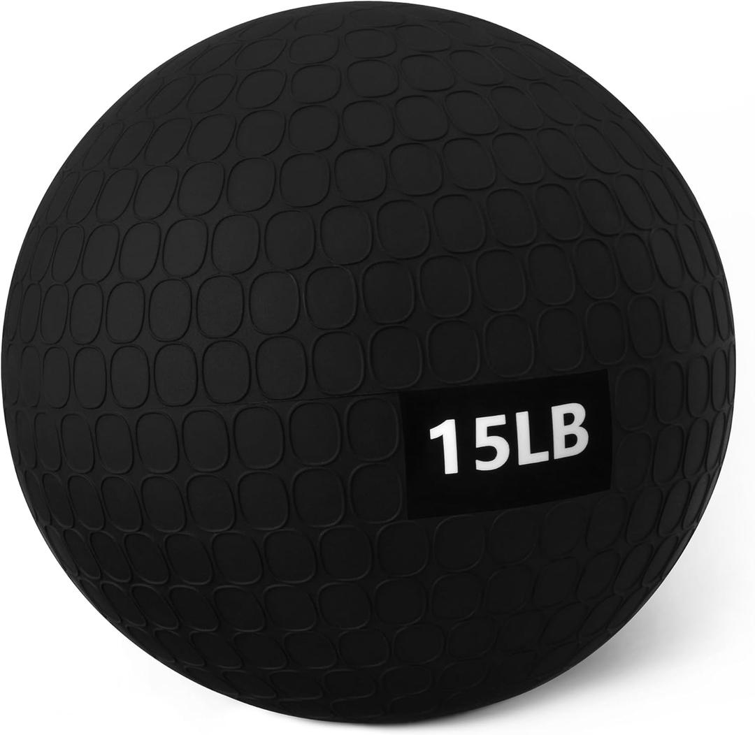 Heavy-Duty Slam Medicine Ball for Exercise, Weighted Design, 15lb, Black