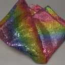 DUOBAO Rainbow Sequin Tablecloth Round 60 Inches Shimmer Birthday Decor Sequence Rounds Table Cloths Wedding Tables Decor Glitter Tablecloths Overlay