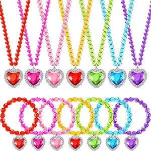7 Sets Girl Dress up Jewelry Toddler Princess Bracelet Necklaces Kids Costume Jewelry Set for Girl Tea Costume Party