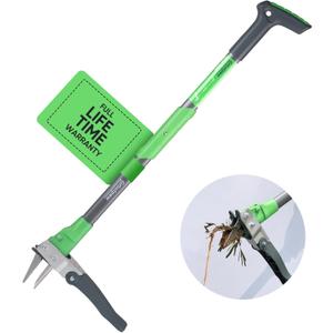 Grootpow WP5 Heavy Duty Weed Puller Tool, Stand Up Dandelion Weeder with 40" Handle, 3 Claws & Fiberglass Foot Pedal, Weeding Tool Made with Cast-Iron, Easily Remove Weeds Without Bending or Kneeling