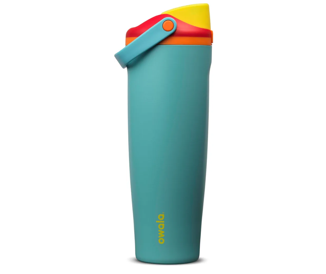 Owala FreeSip Sway Insulated Stainless Steel Water Bottle with Two-Way Spout, Built-In Straw and Bucket Handle, Made for Travel, School, and Sports, 40oz, BPA Free, Leak Proof, Summer Sweetness