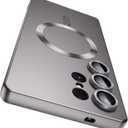 Magnetic for Samsung Galaxy S25 Ultra Case [Compatible with MagSafe][Built-in Camera Lens Protector] Slim Soft Silicone Bumper Shockproof Metallic Luster Phone Shell (Gray)