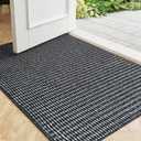 Mordem 17x30 Indoor Door Mat, Non Slip Rubber Backing Entrance Rugs, Low Profile Dirt Resistant and Absorbent Door Rugs for Entryway, Washable Resist Dirt Indoor Mats, Black and Grey