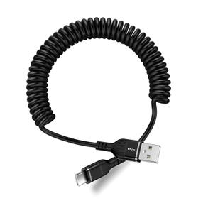 3FT iPhone Coiled Car Charger Cable, [Black] USB-C Coiled Cable for iPhone 17e/17 Pro Max/17Air/17 Pro/17, 16e/16/16 Plus/16 Pro/16 Pro Max, iPhone 15, Auto & CarPlay Charger Curly USB A to C Cord