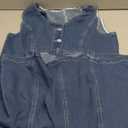 Women's Denim Dress Sleeveless Stretchy Crewneck Vintage Button Down Jean Dresses with Patch Pocket (Large, Blue)