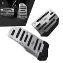 DYEKNEE 2 PCS Car Brake + Throttle Foot Pedals Kit, No Drilling Required Alloy Sports Decoration, Upgraded Anti-Slip Rubber Strip Foot Pedal Cover, Universal for Automatic Transmission Cars (Silver)
