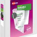 Avery Durable Clear View 3 Ring Binders, 2 Inch EZD Rings, 1 White Binder (09501)