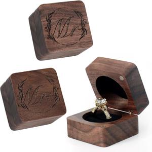 Ring Box, Wooden Ring Box for Wedding Ceremony Ring Bearer Box, Engagement Ring Holder Gift for Anniversaries day, Birthday Gift (Mr&Mrs - 2 PCs)