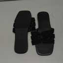 Verdusa Women's Glitter Rhinestone Sandals Summer Square Toe Slip on Flat Sandals Black 39