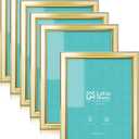 LaVie Home 5x7 Picture Frames (6 Pc, Gold) Simple Designed Photo Frame with High Definition Glass for Wall Mount & Table Top Display, Set of 6 Classic Collection