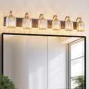 6 Light Bathroom Vanity Light Modern Black Gold Vanity Light Bathroom Light Fixtures Over Mirror Crystal Vanity Lighting Fixtures (Black Gold Round)