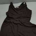 YOXUA Women's Summer Sleeveless Boat Neck Mini Dress Slim Fit Party Club Teacher Casual Office Dresses Brown Size S