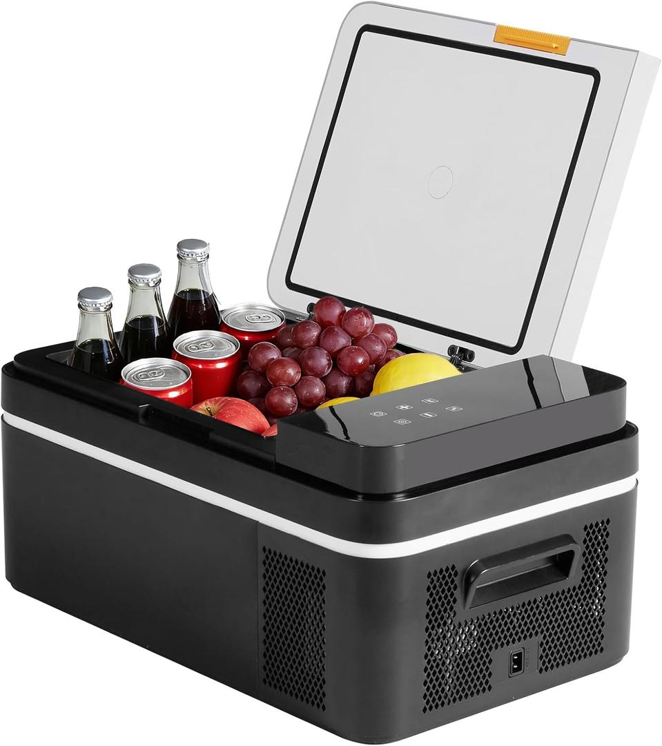 OLIXIS Portable Car Refrigerator, 21QT Single-Zone Electric Cooler for Vehicles, -4-68 Freezer Smart Control via Bluetooth with Car Battery Protection, Child Lock, 12/24V DC & 100-240V AC Powered