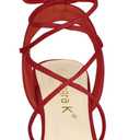 Allegra K Women's Lace Up Block High Heels Sandals (9, Red)