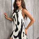 LIGHT DOT Women's Summer Dress Printed Halter Neck Mini Pleated Sundress Backless (Black, XL)