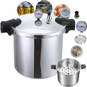 THE TANKER by Denali Canning - 23 Quart Beginner Friendly Pressure Canner & Cooker | Induction Compatible | Pressure Gauge, 15lb & 10lb Weights | Aluminum & Stainless Steel Parts | USA Company