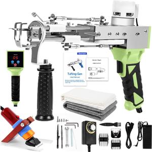 Rug Tufting Gun with Carpet Trimmer Kit，Tufting Gun Starter Kit Professional Tufting Rug Making Machine，2 in 1 Cut Pile Loop Pile Tufting Gun Kits for Beginners and Amateur
