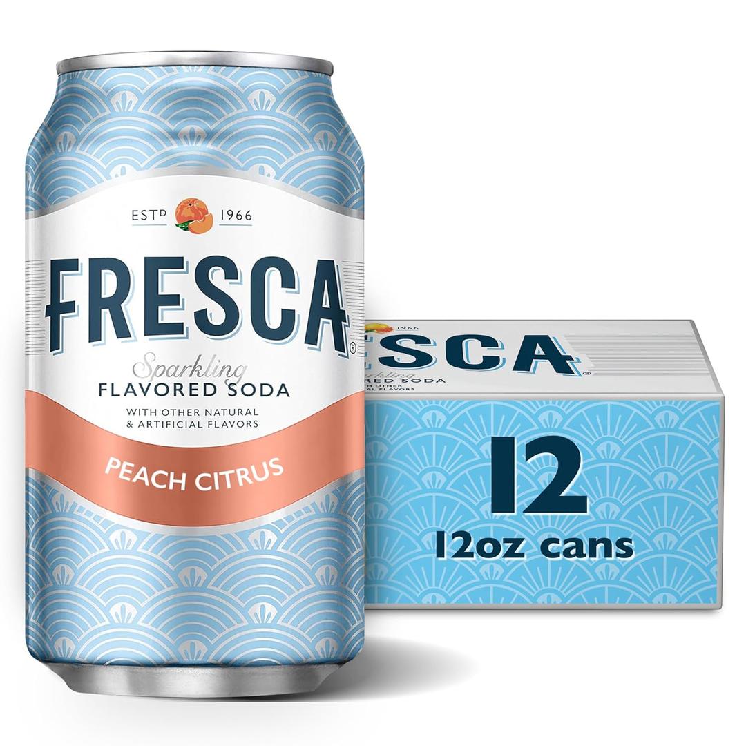 Fresca Peach Soda Soft Drink Fridge Pack Cans, 12 fl oz, 12 Pack (EXP 08/03/26)