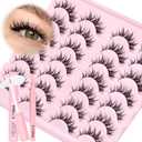 Losha Lashes Spiky Manga Lashes 14 Pairs Anime False Eyelashes Asian Eye Lashes Kit with Lash Glue and Lash Tweezers Soft Fake Eyelashes that Look Like Lash Extensions (Cutey)
