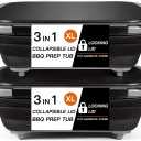 2-Pack XL Collapsible BBQ Prep Tub with Stainless Steel Cutting Board for Grilling Outdoor Cooking,with Locking Lid - for Meal Prep Marinating Food Storage,Large Food-Safe Container,Gifts for Men