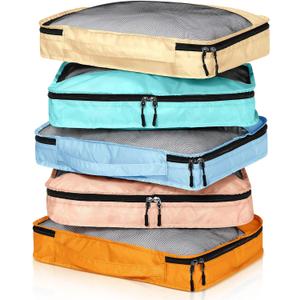 Bulyoou 5 Pcs Packing Cubes for Suitcase Large Travel Cubes Carry on Luggage Organizer Bags for Clothes Accessories (L,Pastel)