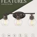 Farmhouse Bathroom Vanity Light, 3-Light Wall Mounted Vanity Lighting Fixture Over Mirror, Metal Frame with Globe Clear Glass, Oil Rubbed Bronze, AD-2148-3W