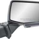 Replacement Passenger Right Side Door Mirror Power Heated Glass Chrome and Textured Back Cover Auxiliary Light Puddle Light with BLIS and Temperature Sensor for GMC Sierra1500 from 2019 to 2025