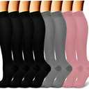 CHARMKING Compression Socks for Women & Men Circulation (7Pairs) 15-20 mmHg is Best Support for Athletic Running,Cycling S/M