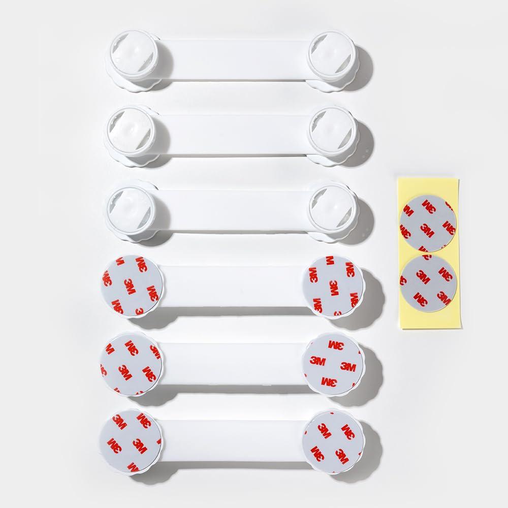 2 x Child Safety Cabinet Locks  6-Pack Double Button Drawer Latches, Easy & No-Residue Removal, Exclusive Technology  Baby Proofing for Drawers & Cabinets