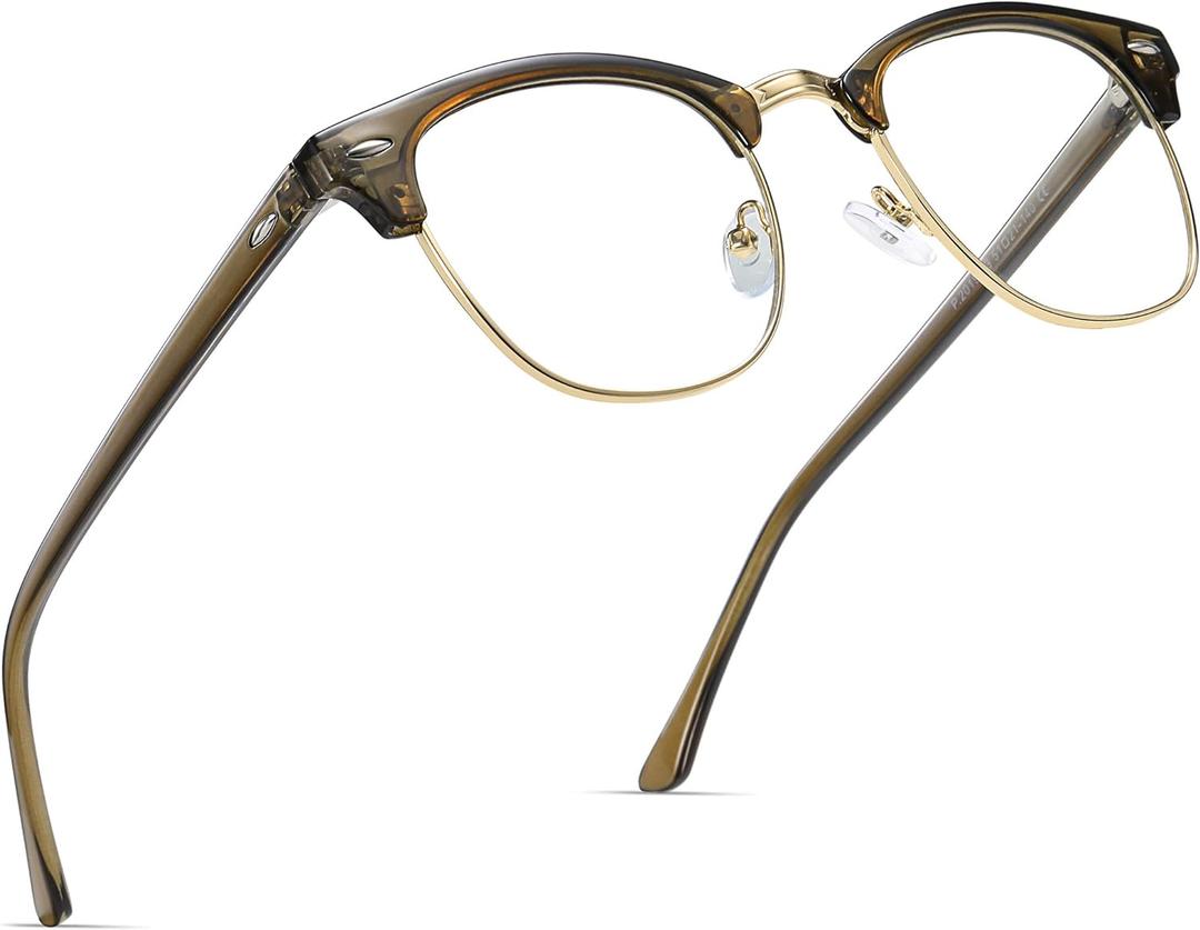 Blue Light Blocking Glasses Vintage Half Frame UV Clear Lens Anti Eyestrain Computer Gaming Glasses for Men Women