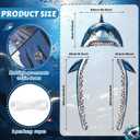 Shark Party Porch Banner With Blue Foil Fringe Curtains Shark Birthday Party Decorations Ocean Themed Door Covers Blue Sharks Door Hanging Banner Photo Backdrop for Entryway Event Venue Styling Decor