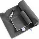 IUGA Yoga Towel for Hot Yoga Non Slip Extra Thick Yoga Mat Towel + Hand Towel 2in1 Set with Corner Pockets Super Absorbent and Quick Dry Hot Yoga Towel (72X26, Gray)