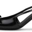 Mattiventon Slingback Heels for Women Kitten Heels Bow Ankle Strap Pointed Toe Heel Sexy Wedding Dress Party Pumps (7, Black)