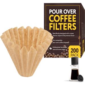 IMPRESA Stagg XF Pour Over Coffee Filter - Brown, 200-Pack & Disposable Pour Over Filters - Flat Bottom Papers for Coffee Maker - Compatible with Fellow Stagg XF