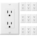 CML Matte White Standard Decorator Electrical Wall Receptacle Outlet, 15A 125V, 2 Pole 3 Wire, NonTamper Resistant, Screwless Wall Plate Included, UL Listed, 50 Pack
