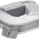 My Brest Friend Twin Nursing Pillow - Enhanced Comfort with Slipcover - Ultimate Ergonomic Support for Breastfeeding- Adjustable Strap and Silent Release Buckle with Handy Side Pocket, Evening Grey