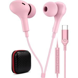 USB C Headphone for Samsung S26 S25 FE S24 A16 A17 Wired Earbuds Magnetic in-Ear Type C Earphone with Microphone Volume Control Bass Stereo Noise Canceling for iPhone 17 Pro Max 16 16e 15 Pixel 10a 9a