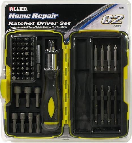 Allied Tools 66527 Home Repair 62 Piece Ratcheting Driver Set