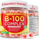 2 Pack Super Vitamin B Complex Gummies - Methylated B Complex for Women & Men, All B Vitamins, Methyl B12, Methylfolate, Vitamin C, Choline, Inositol, PABA for Energy, Brain & Immune, 0g Sugar, Vegan