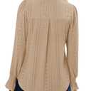 KISSMODA Long Sleeve Shirts For Women Fall Fashion 2025 Trendy Mesh Long Sleeve Tops Trendy Fall Outfits Blusas De Mujer De Moda En Oferta Mesh Top Puff Sleeve Blouse Apricot colored L (L)