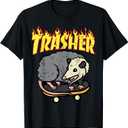 Opossum Skateboard Trasher Funny Possum Skater Men Boys Kids T-Shirt (Small, Black)