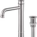 Tall Bathroom Faucet Brushed Nickel, Antique Design, Single Handle, 1 Hole Sink Mount, Pop Up Drain & Supply Lines Included, Ideal for Vessel, Vanity, Lavatory, RV, Farmhouse (L2302-BN)