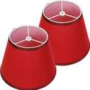 Red Small Lamp Shades Set of 2, 6" Top x 10" Bottom x 7" High Empire Fabric Lampshade(Spider) for Table, Floor & Wall Lamps, Assembly-Free, Replacement Lampshade for Bedroom, Living Room Decor